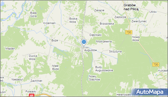 mapa Augustów, Augustów gmina Grabów nad Pilicą na mapie Targeo